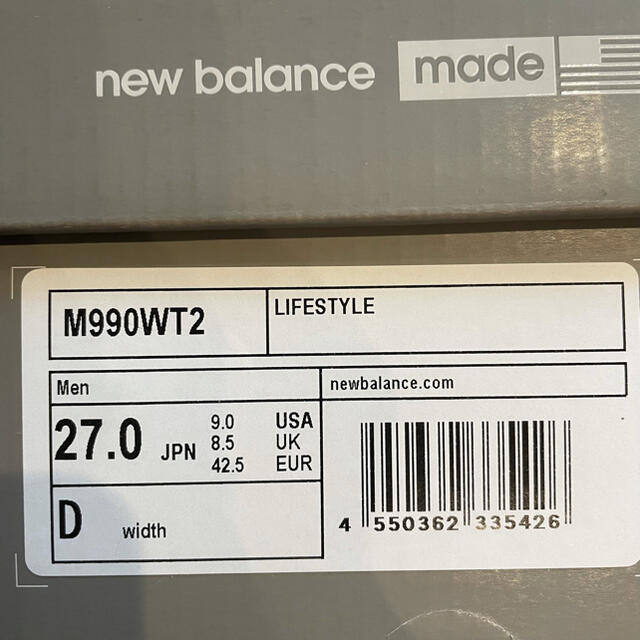 W)taps(ダブルタップス)の新品 WTAPS × NEW BALANCE  M990 V2 WT 27cm メンズの靴/シューズ(スニーカー)の商品写真