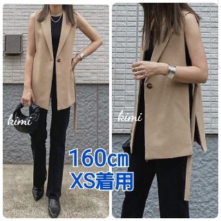 ZARA - ZARA (XS) スリット入りベスト スリットベスト サイドスリット ... ZARA サイドスリット ジレ ブラック