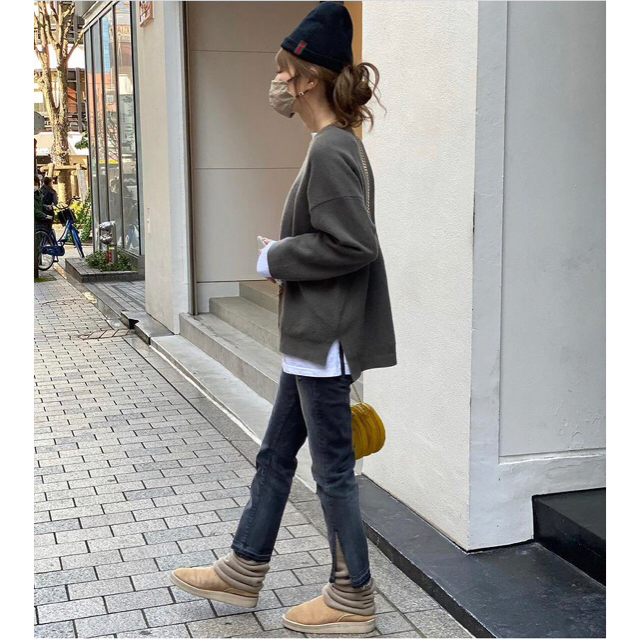 サイズ DEUXIEME CLASSE - 新品□FLANNEL クルーネックニット□カーキ