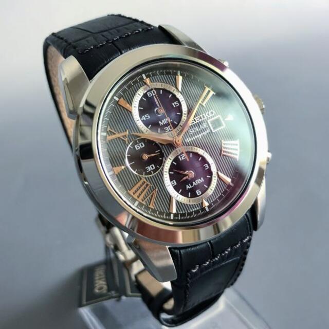 希少モデル【新品】セイコー SEIKO ソーラー レザー メンズ腕時計