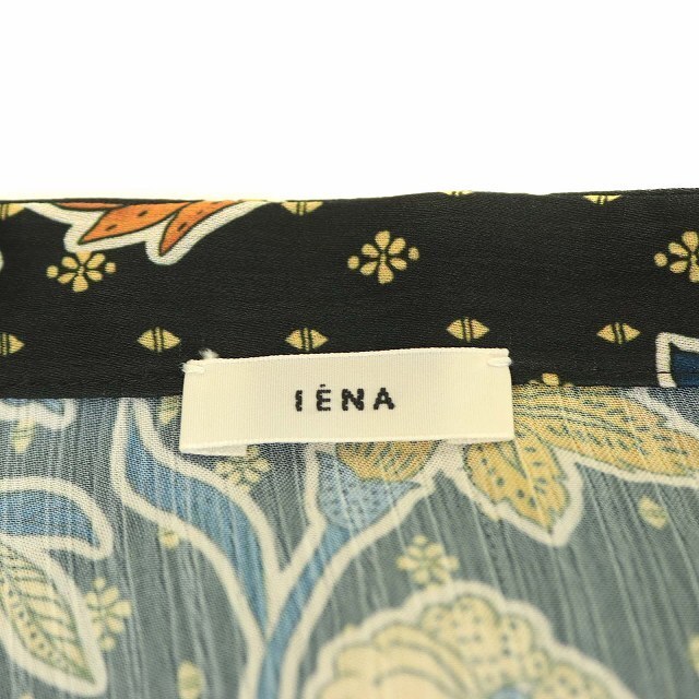 IENA(イエナ)のイエナ 19AW フラワープリント ボウタイワンピース 長袖 36 S 黒 レディースのワンピース(ロングワンピース/マキシワンピース)の商品写真