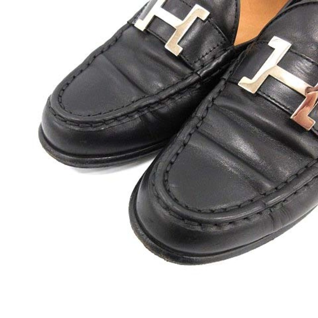 ファッション通販 HERMES　ローファー靴　黒カーフ革 ローファー/革靴