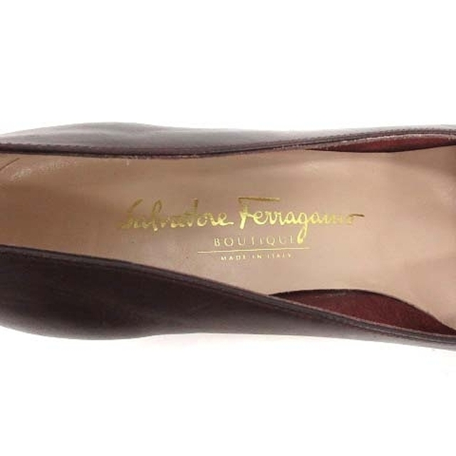 Salvatore Ferragamo(サルヴァトーレフェラガモ)のサルヴァトーレフェラガモ パンプス チャンキーヒール レザー8 25cm 茶色 レディースの靴/シューズ(ハイヒール/パンプス)の商品写真