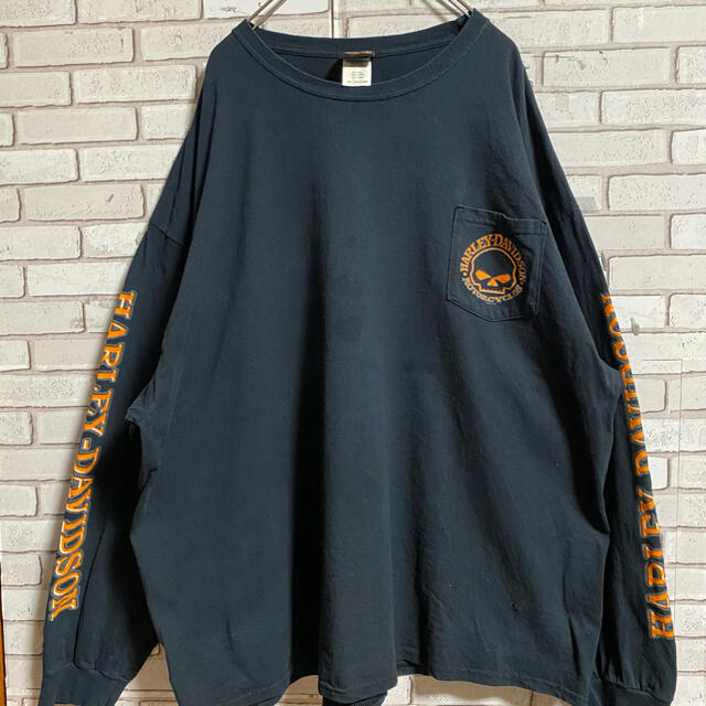 Harley Davidson(ハーレーダビッドソン)の90s 古着 ハーレーダビッドソン 3XL バックプリント ビッグシルエット メンズのトップス(Tシャツ/カットソー(七分/長袖))の商品写真