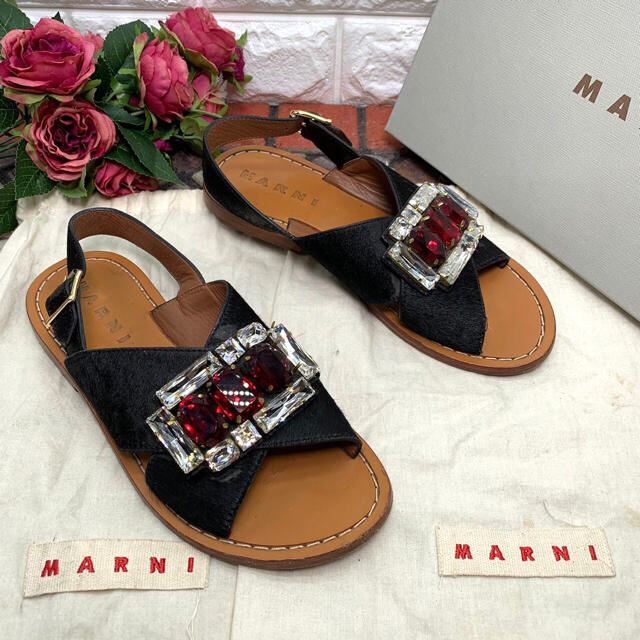 MARNI マルニ　サンダル　ビジュー　ハラコ