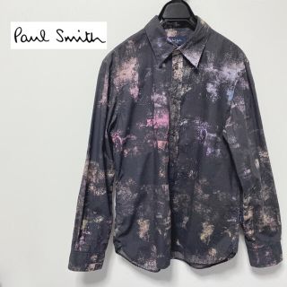 良品　Paul Smith プリントシャツ 総柄　希少　黒　Mサイズ