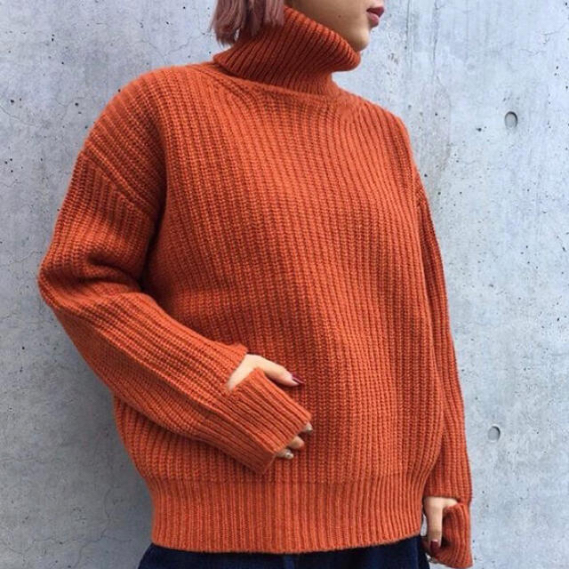 unused turtle neck knit タートル　オレンジ