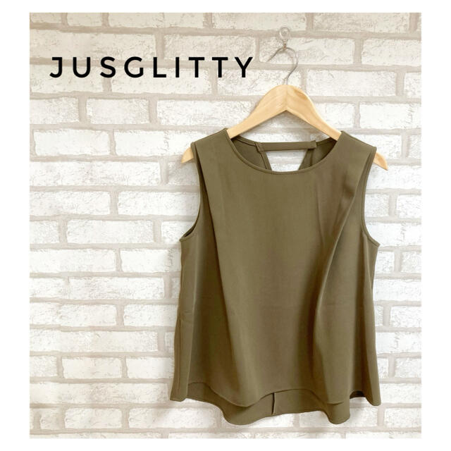 JUSGLITTY レディース ノースリーブ カットソー M モスグリーン