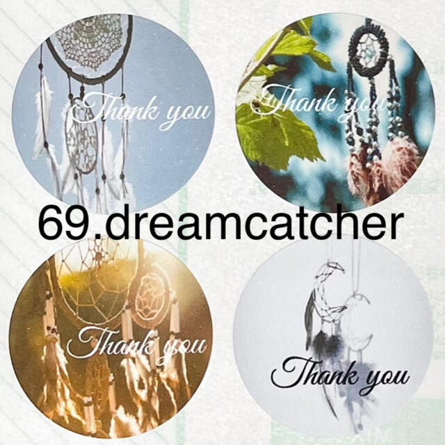 69.dreamcatcher【thank you シール48枚】 ハンドメイドの文具/ステーショナリー(カード/レター/ラッピング)の商品写真