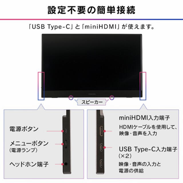 アイリスオーヤマ(アイリスオーヤマ)のモバイルモニター アイリスオーヤマ ILD-A16262KS-B スマホ/家電/カメラのPC/タブレット(ディスプレイ)の商品写真