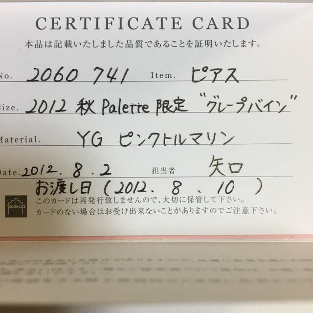 take-up ピアス 限定品 グレープバイン 4