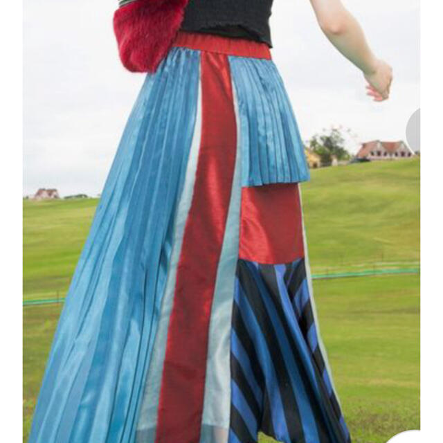 アンスリード　ＵＮ３Ｄ.  プリーツミックススカート  レア レディースのスカート(ロングスカート)の商品写真
