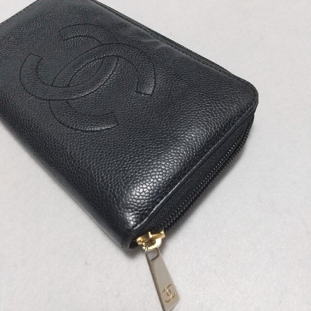 CHANEL キャビアスキン ラウンドファスナー 長財布 - 財布