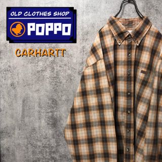 カーハート(carhartt)の【すけろく様専用】カーハート☆レザーロゴ入りポケットビッグワークチェックシャツ(シャツ)