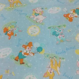 松山敦子さんの生地 ハギレ  D(アニマルサックス)(生地/糸)