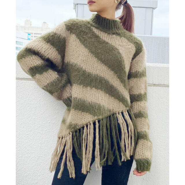 GYDA(ジェイダ)のoriginal pattern fringe ニット レディースのトップス(ニット/セーター)の商品写真