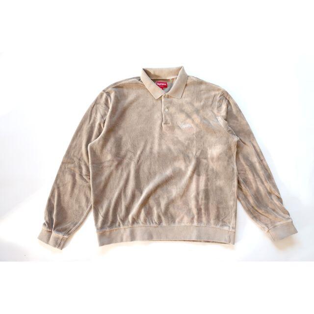 (M)Supreme Bleached Velour L/S Poloベロアポロ