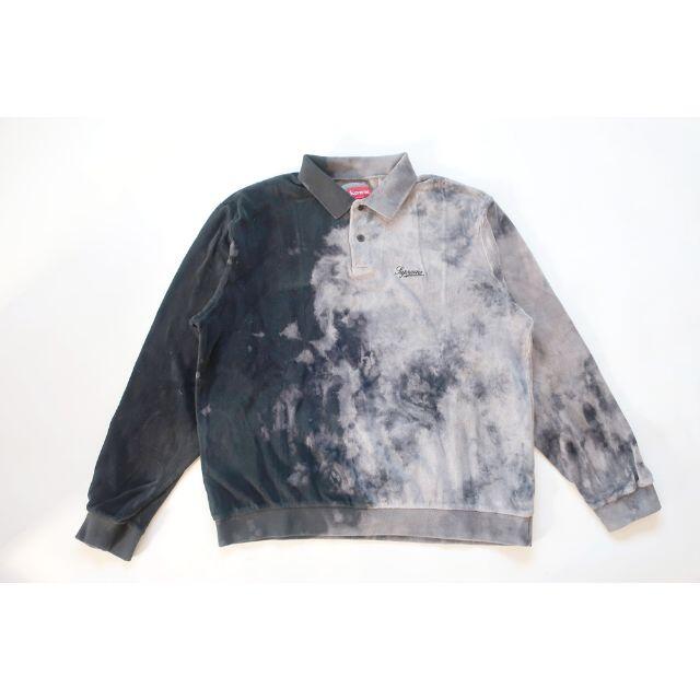 (M)Supreme Bleached Velour L/S Poloベロアポロ