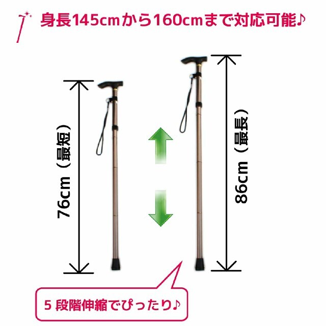 折りたたみ 杖 女性 つえ 軽量 フラワーステッキ 杖先ゴム1個付 花柄レッド インテリア/住まい/日用品の日用品/生活雑貨/旅行(日用品/生活雑貨)の商品写真