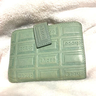 フェリシモ(FELISSIMO)のチョコ型押しで誂えた本革がま口付き折り財布〈ミント〉(財布)