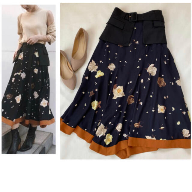 Ameri VINTAGE - アメリヴィンテージ ロングスカート 花柄 夏服 イレギュラーヘム フレア