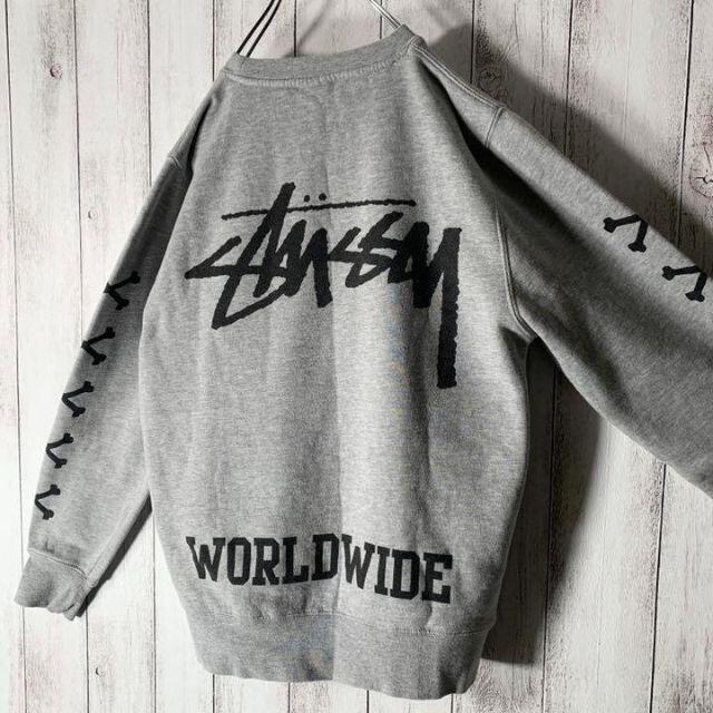 STUSSY ワールドワイド 4面ロゴ スウェット USA製-