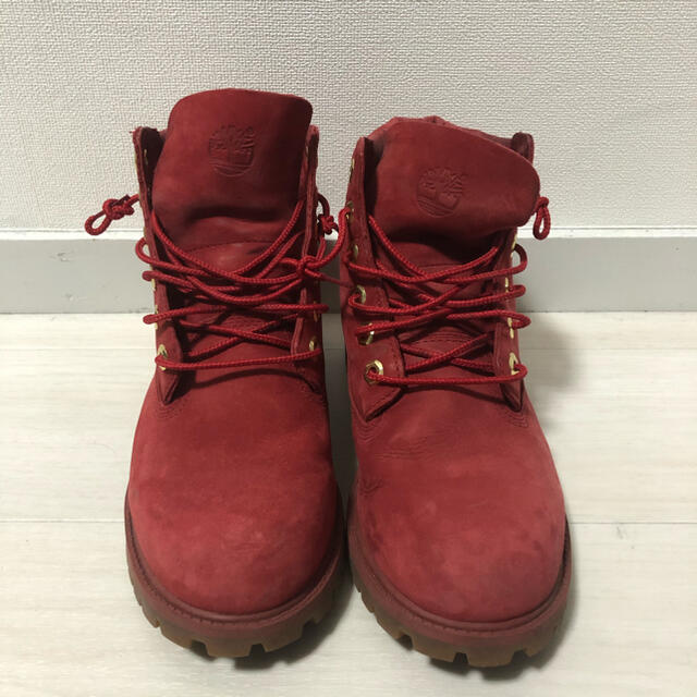 Timberland(ティンバーランド)のティンバーランド赤24cm ショートブーツ 限定品レア レディースの靴/シューズ(ブーツ)の商品写真