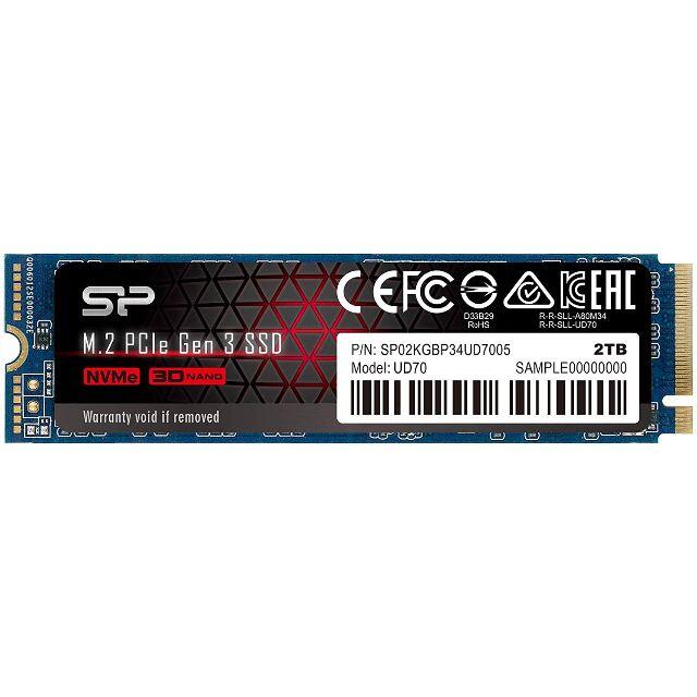 シリコンパワー SSD 2TB M.2 2280 PCIe3.0×4  スマホ/家電/カメラのPC/タブレット(PCパーツ)の商品写真