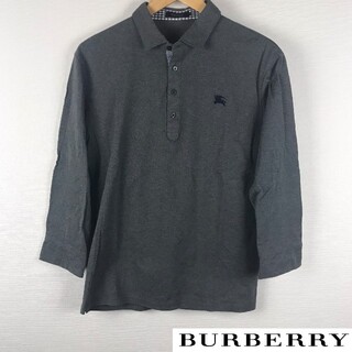 バーバリーブラックレーベル(BURBERRY BLACK LABEL)の美品 BURBERRY BLACK LABEL 7分袖ポロシャツ グレー(ポロシャツ)