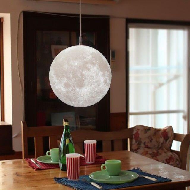 ペンダントライト 間接照明 月のランプ 月型 天井照明 癒し 飾り 35cm ベッドルーム装飾Hangingライトガラス天井ランプシェード