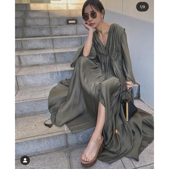 アメリヴィンテージ NEGLIGEE DRESS ワンピース ロング M カーキ