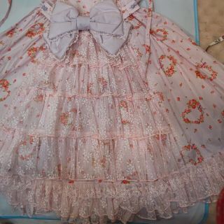 アンジェリックプリティー(Angelic Pretty)のアンジェリックプリティ初版前面11段レース後ろ、レースバッスルワンピース(ひざ丈ワンピース)