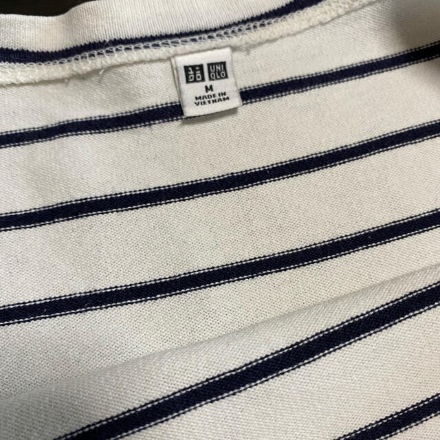 UNIQLO(ユニクロ)のUNIQLO ボーダー ボートネックTシャツ M レディースのトップス(カットソー(長袖/七分))の商品写真