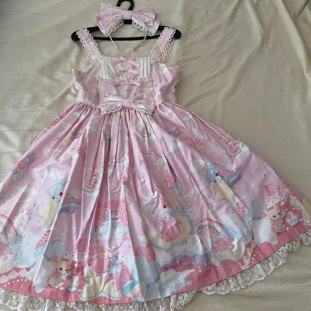 Angelic Pretty(アンジェリックプリティー)のDream Fantasy  JSK set ピンク レディースのワンピース(ひざ丈ワンピース)の商品写真