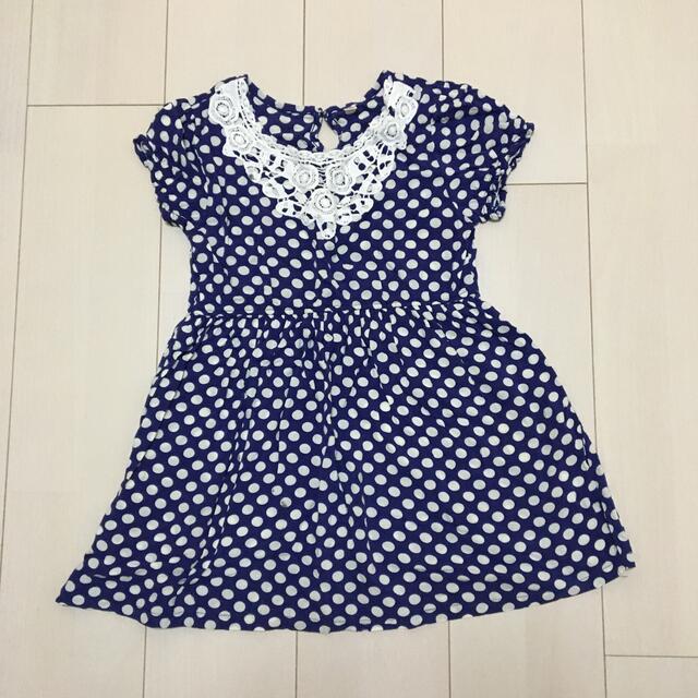 女の子/ワンピース/チュニック/ドット/バテンレース キッズ/ベビー/マタニティのキッズ服女の子用(90cm~)(ワンピース)の商品写真