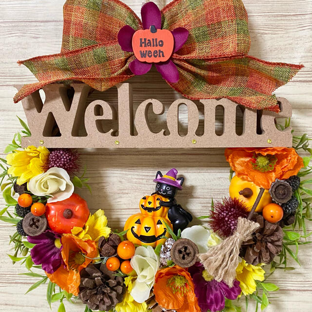 専用】ハロウィン HalloWeen ウェルカム Welcome リース ★ ハンドメイドのフラワー/ガーデン(リース)の商品写真