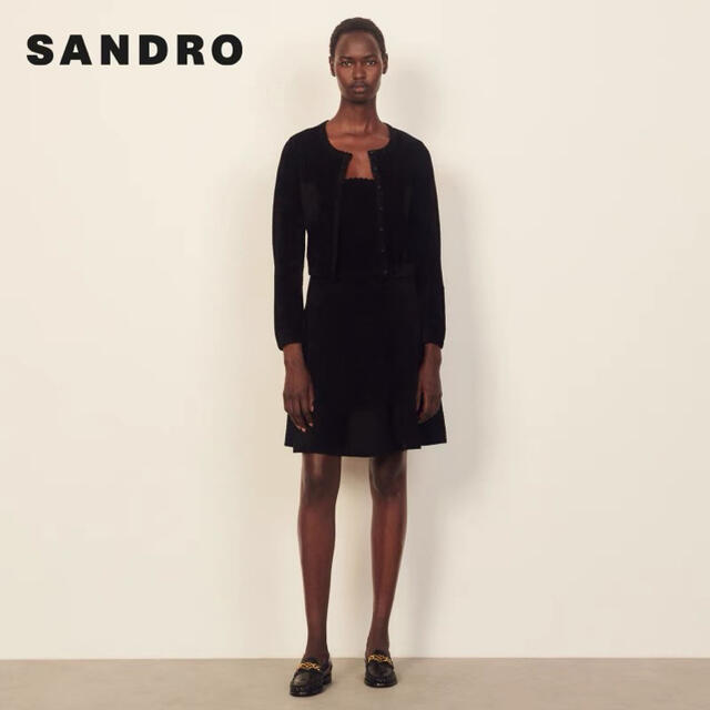 Sandro - ❤️Sandro2021新作 新品 黒カーディガン 綺麗上品 の通販 by ...