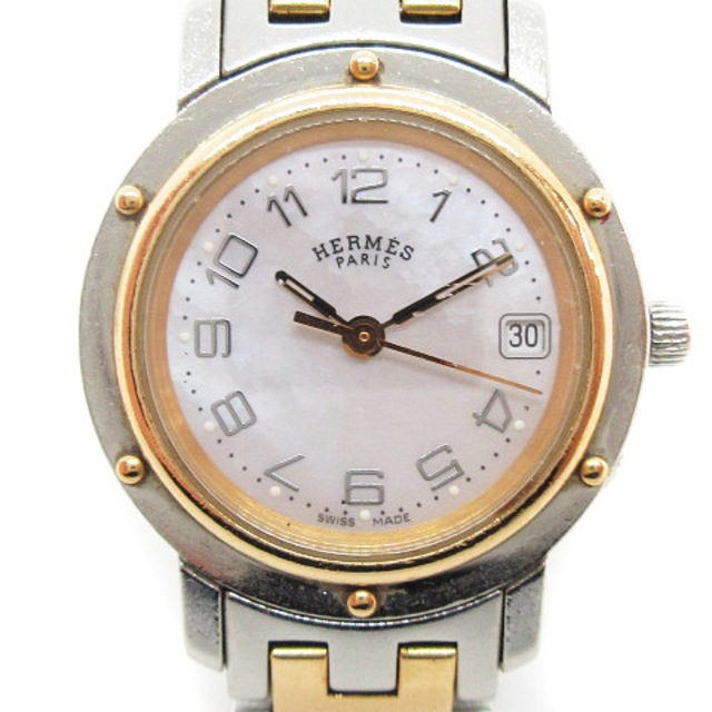 エルメス クリッパーナクレ 腕時計 シェル文字盤 クォーツ CL4 222約12cm腕周り