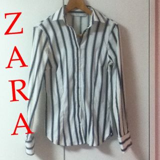 ザラ(ZARA)のZARA＊黒×白ストライプシャツ(シャツ/ブラウス(長袖/七分))