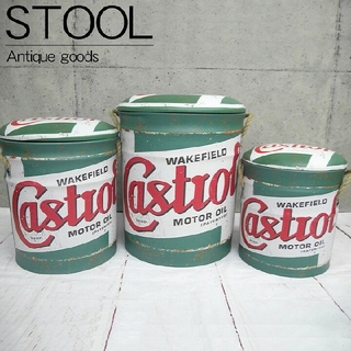 【新品】 スツール カストロール Castrol ブリキ アメリカン雑貨