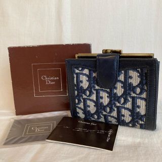 Dior クリスチャン ディオール トロッター柄 がま口 二つ折り財布