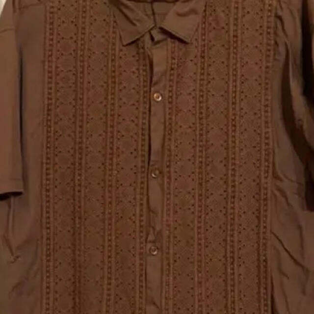 テンダーロイン　スラブ　刺繍　半袖シャツ　茶色　XL