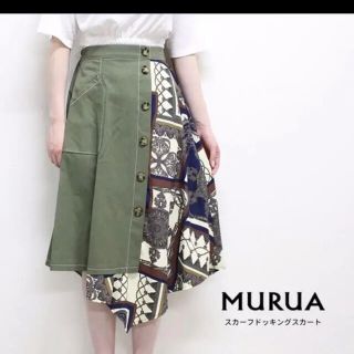 ムルーア(MURUA)のMURUA♥スカーフ柄ドッキングフレアスカート(ひざ丈スカート)