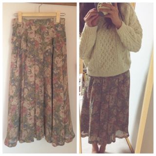 フラワー(flower)の= used flower skirt=(ロングスカート)