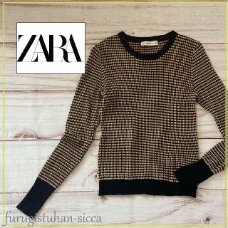 ザラ(ZARA)のZARA　ザラ/ハニカム柄ジャガードニットソー/Lサイズ(カットソー(長袖/七分))