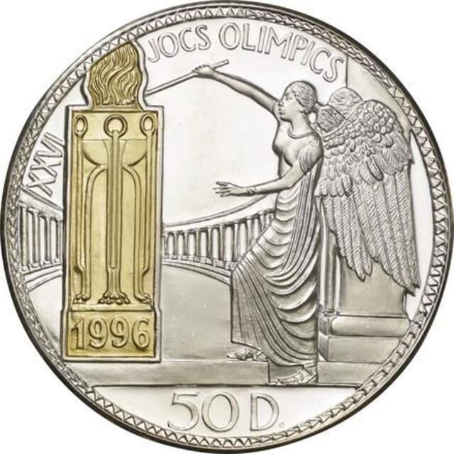 1995 アンドラ 1996アトランタオリンピック記念 5オンス 金メッキ付銀貨