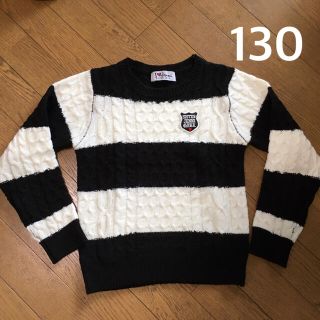 ジェニィ(JENNI)の【美品】JENNI 130 ❤︎長袖 白黒 ボーダー ニット(ニット)