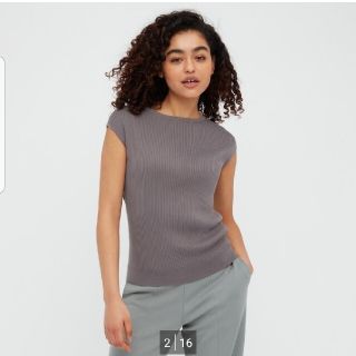 ユニクロ(UNIQLO)のRickさま ユニクロ　UVカットスーピマコットンフレンチスリーブセーター(カットソー(半袖/袖なし))