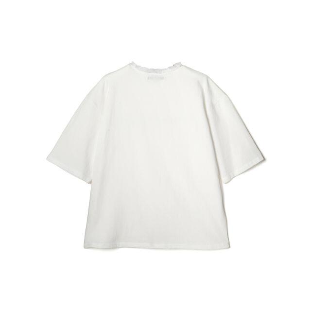 GRL(グレイル)の☆送料無料☆GRl レースネックロゴTシャツ オフホワイト レディースのトップス(Tシャツ(半袖/袖なし))の商品写真