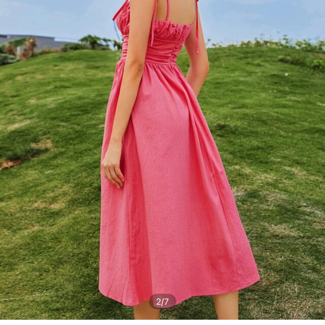 Zara 新品 Shein 肩紐リボン ワンピース ピンクの通販 By Shiro S Shop ザラならラクマ